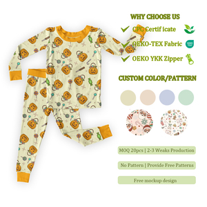 Bamboo Kids Pajamas Set Western Print Two Piece Lounge Set Kids <strong>Pjs</strong> Children Pyjamas Wholesale - Product Image 4