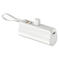 Mini batterie externe OEM 5000 mAh Li-Polymère – Chargeur portable de poche avec cordon et câble intégré, charge rapide 10W Type-C