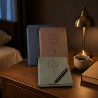 Carnet A5 multifonction personnalisé en tissu recyclé ligné, à pois, en lin et cuir PU, avec pochette – Ensemble de carnet de notes