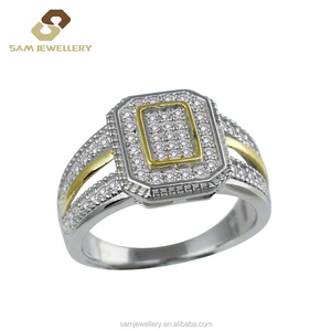 Phong cách cổ điển 9 CT vàng và Sterling Bạc giảm dần Baguette cắt Zircon Halo Nhẫn đính hôn - Product Image 6