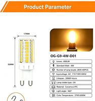 Ampoule LED G9 4W 400LM, Lampe Capsule en Céramique PC, AC120V 60Hz 2700-6500K, Culot G9, Lumière LED Corn pour Lustre Domestique