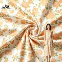 Tissu en satin de soie polyester à imprimé floral élégant, doux et brillant, pour robe de demoiselle d'honneur ou d'invitée