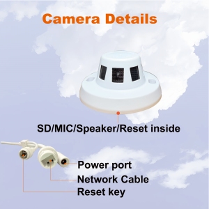 Caméra IP de type détecteur de fumée 5MP POE pour intérieur, détection de mouvement humain, conversation bidirectionnelle, prise en charge de la carte SD jusqu'à 512 Go, visualisation à distance P2P - Product Image 2
