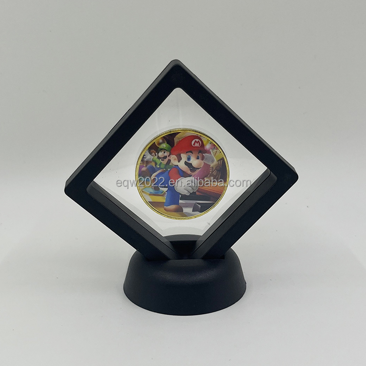 Desain kustom kartun SuperMario Bros film anime 24k koin berlapis emas perak