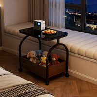 Table basse moderne en bois de qualité supérieure avec roulettes et mini-meuble d'appoint - Rangement portable pour salon