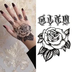 Newest Men Women Designs Non-toxic Realistic India Ink Printing Water Transfer Finger Sticker Temporary Full Hand Tattoo