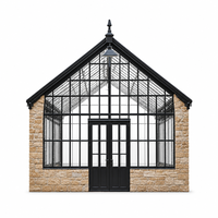 Serre en verre et aluminium, véranda, maison de jardin, solarium avec base en pierre, taille personnalisée pour jardin, patio ou cour arrière