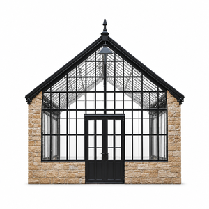 Serre en verre et aluminium, véranda, maison de jardin, <span class=keywords><strong>solarium</strong></span> avec base en pierre, taille personnalisée pour jardin, patio, aménagement paysager - Product Image 1