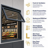 Fenêtre à auvent à ventilation directe d'usine, double vitrage, ventilation AS2047 CE NFRC, pour supermarché