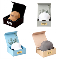 Boîte d'emballage rigide en papier noir mat personnalisée avec logo, forme cube profond, magnétique, pour casquette de baseball de luxe, chapeau, couvre-chef, cadeau, vente en gros, en vrac