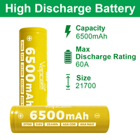 Batterie rechargeable Li-ion haute capacité Vapcell Q65 21700 3.7V 6500mAh 40A, similaire à la Linkdata 65p, pour outils électriques