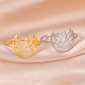 Lune Lotus Bague Femmes En Acier Inoxydable Bagues Bohème Bijoux De Mariage Cadeau D'anniversaire Nouveau Dans - Product Image 3