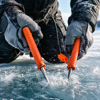 Piques de sécurité rétractables pour la pêche sur glace avec sifflet, pointes en acier à haute teneur en carbone pour accessoires de sécurité de pêche hivernale sur glace