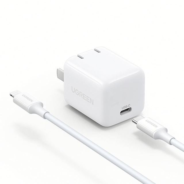 UGREEN 30W USB C Charger Set with USB C to USB L Cable Nexode Foldable GaN PPS Compact Fast Wall Charger Block Power Adapter