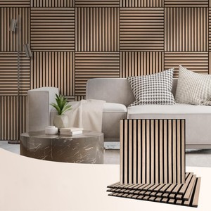 Panel Acústico Moderno de Listones con Chapa de Madera, 2400*600mm, Paneles Acústicos de Gran Tamaño para Absorción de Sonido, para Sala de Estar, Fondo de TV - Product Image 2