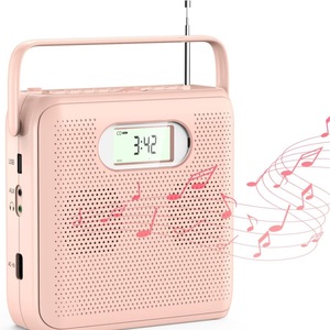 Lecteur <span class=keywords><strong>CD</strong></span> portable rose, Boombox Bluetooth 5.0, radio FM, enregistrement USB, son stéréo HIFI, écran LCD, design avec poignée, utilisation à domicile et en voyage - Product Image 1