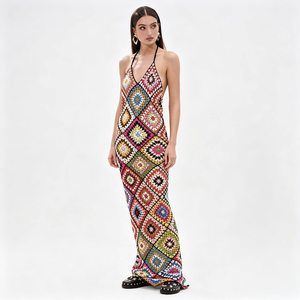 Vestidos Maxi <span class=keywords><strong>de</strong></span> Ganchillo sin Mangas para Mujer, Estilo <span class=keywords><strong>Abuela</strong></span>, Cuadrados, Largos, para la Playa - Product Image 6