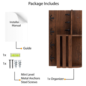 Porta posta A parete organizzatore per smistatore di posta in legno con 4 ganci A doppia chiave e uno scaffale galleggiante decorazioni per la casa rustiche per l'ingresso - Product Image 5