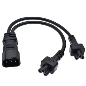 C14 to 2XC5 Splitter Power Plug Short Cord ,Single IEC 320 C14 Male to Dual C5 Female Y Splitter Adapter Cord Cable