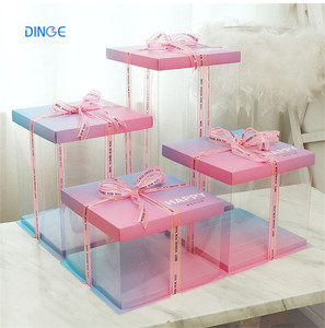 Luxury Pink 6 Round Cakes Box Plastic 8 10 12 Inch White Black Packaging Sale With Logo Cake Containers Boxes