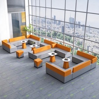 Canapé de bureau, zone d'accueil, sièges pour invités, espace de détente, banquette de négociation, style nordique moderne, en bois massif, en forme de L, pour centre commercial, hôpital