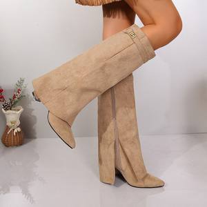 <span class=keywords><strong>Bottes</strong></span> à bout pointu pour femmes, <span class=keywords><strong>bottes</strong></span> mi-hautes à fermeture éclair latérale, <span class=keywords><strong>bottes</strong></span> de créateur pour femmes, vente en gros directe d'usine - Product Image 4