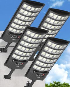 Lampadaires LED solaires extérieurs de 600W <span class=keywords><strong>avec</strong></span> <span class=keywords><strong>télécommande</strong></span> étanche 6000K ABS pour lampe de route de maison de cour de jardin IP66 - Product Image 1