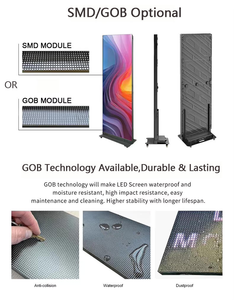 Écran d'affichage LED couleur portable, kiosque numérique mobile d'intérieur, contraste élevé 5000:1, cadre en aluminium pour les magasins de détail européens - Product Image 5