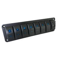 Panel LED sakelar tahan air Rocker 12v 8 Gang dengan Voltmeter Digital 2 pengisi daya USB