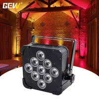 GEVV 9x18W Luces LED Par Planas a Batería con Control Remoto Inalámbrico DMX512 y App WiFi para Alquiler en Escenarios y Fiestas