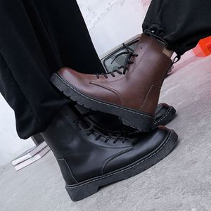 Botas de Cuero de Moda para Mujer, Botas Impermeables y Cálidas, Botas de Tobillo para Hombre, Zapatos de Estilo Británico - Product Image 1