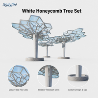 Pavillon en acier inoxydable pour arbres, sculpture hexagonale paramétrique, structure d'ombrage pour place publique extérieure, fabricant sur mesure