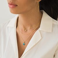 Collier pendentif en acier inoxydable plaqué or 14 carats avec apatite bleue en cabochon, pierre précieuse naturelle facettée en forme de goutte d'eau