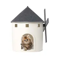 Halb geschlossenes Katzen nest Windmühle Filz Pet House Schutz Filz Windmühle Cat Pet Nest