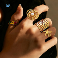 Anillo de acero inoxidable chapado en oro 18K con forma de herradura personalizada al por mayor Vintage SUMMLY