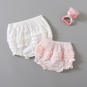 Nuevos pantalones cortos de algodón <span class=keywords><strong>con</strong></span> <span class=keywords><strong>volantes</strong></span> y cintura elástica para bebé niña, cubrepañales de encaje, braguitas para bebés y niñas pequeñas, paquete de braguitas. - Product Image 1
