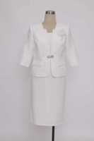 Robe de cérémonie élégante blanche mi-longue à motif floral pour femme, col rond, grande taille, coupe classique Geenlinm, simple, taille XL, service OEM