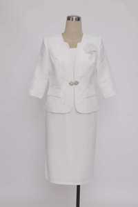 Robe de cérémonie élégante blanche mi-longue à motif floral pour femme, col rond, grande taille, coupe classique Geenlinm, simple, taille XL, service OEM - Product Image 5