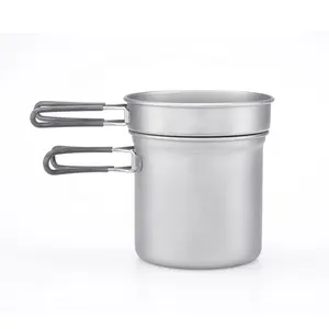 400ml+1.2L 2-Piece Titanium pot and Pan Cook Set,camping cook set titanium
