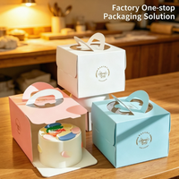 Boîte à gâteau de mariage personnalisée avec logo et estampage à chaud, boîte à pâtisserie portable avec fenêtre, 4-10 pouces, pour l'emballage de gâteaux et pâtisseries