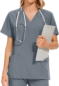 Conjunto de Uniformes Médicos Transpirables, Sueltos, Cómodos, de Manga Corta, Cuello Irregular y Corte Holgado - Product Image 3