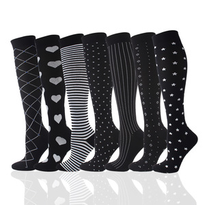 Chaussettes de compression sportives décontractées pour activités de plein air, hauteur genou, longues, élastiques, à pression, pour la course, la randonnée et le fitness - Product Image 2