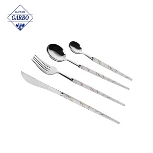 16 cái thép không gỉ mộc mạc thiết lập dao kéo giá rẻ giá Dinner Spoon ngã ba bít tết dao Bạc Set với màu xanh nhựa xử lý - Product Image 3