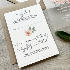 Invitations de mariage classiques de luxe, élégance, acrylique givré pêche - Product Image 3