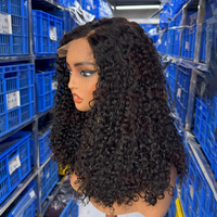 Wig keriting Pixie keriting 18 inci 22 inci 300% 5x5 DD rambut manusia 300g Wig penutupan ditarik ganda stok tersedia