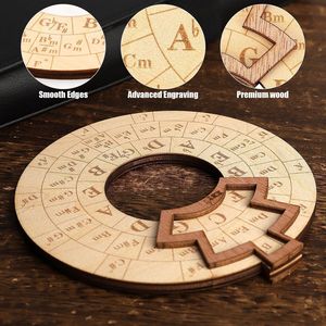Outil de mélodie en bois cercle rond de cinquièmes roue mélodie accords outil <span class=keywords><strong>musique</strong></span> transposer accessoires pour musiciens débutants - Product Image 3