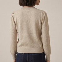 Pull en maille à nœud sur l'épaule pour femme, manches longues, col rond, couleur unie, épaules bouffantes, style bureau, preppy, coquette, vente en gros