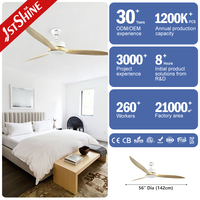 1stshine ventilateur de plafond led 230v 64 pouces moteur cc simple bois massif 3 pales ventilateur de plafond décoratif avec lumière