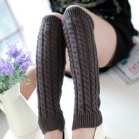 Guêtres tricotées personnalisées OEM pour femmes, hauteur genou, couleur unie, épaisseur moyenne, en polyester/coton, pour bottes d'hiver, taille unique