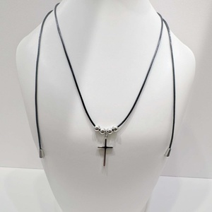 custom plata 925 sterling Silver enamel 18k gold plated necklace fashion bridal hip hop black <b>cross</b> pendant necklaces for women - Product Image 3